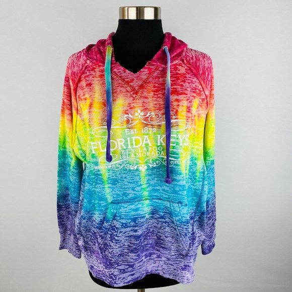 MV Florida Keys Womens  Medium M Tie Dye Hooded Long Sleeve Sweatshirt * - Picture 1 of 10